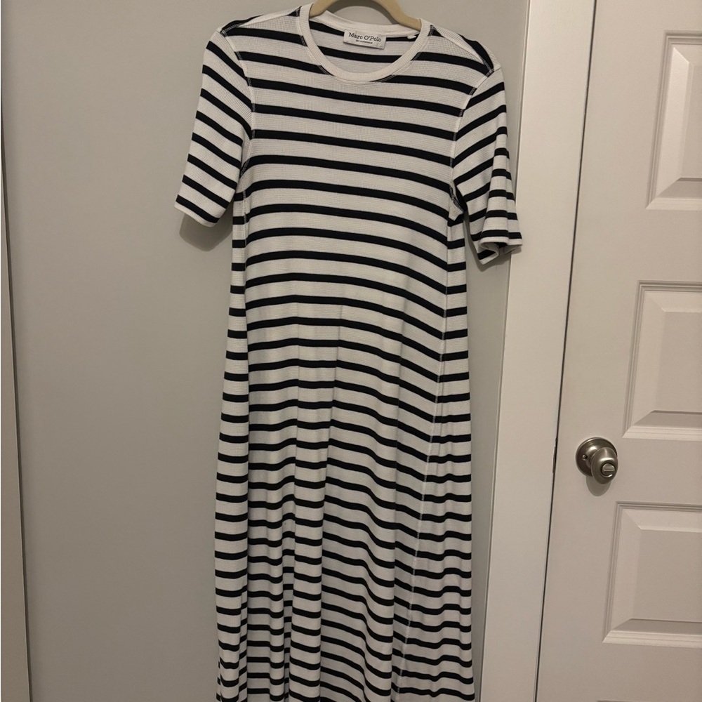 Marc O’Polo Black and White Striped Midi Dress